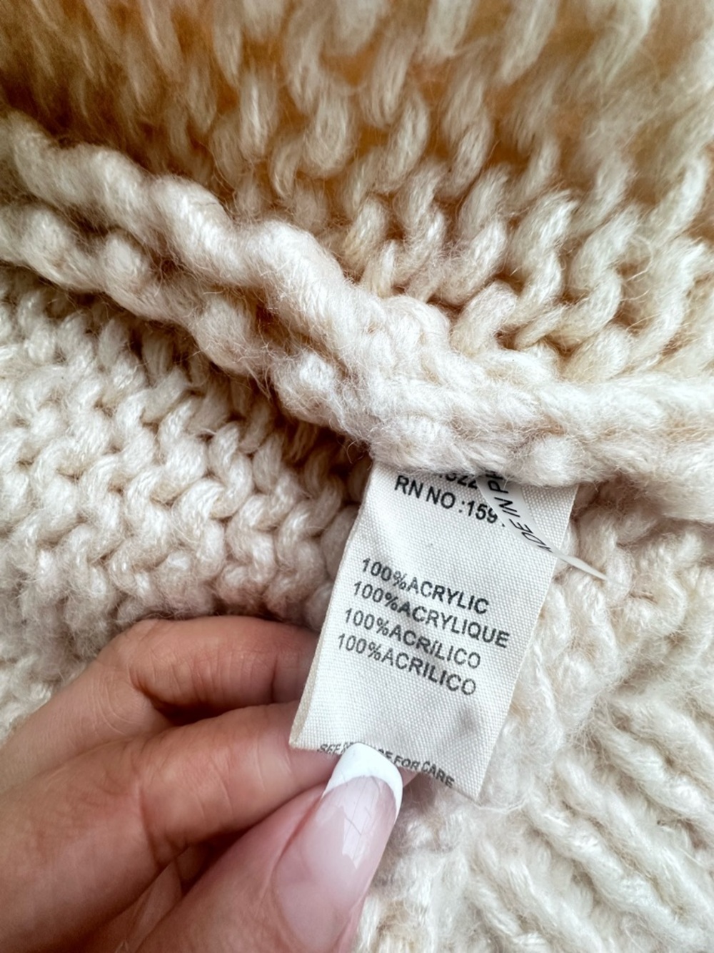 FRNCH Cream Chunky Knit Cardigan with Pink, Purple and Brown Flower. Size S/M - Picture 3 of 7